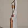 Claribel Embellished Ruched Maxi Skirt in White Claribel Embellished Ruched Maxi Skirt in White