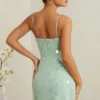 Constance Embellished Corset Mini Dress in Sage Constance Embellished Corset Mini Dress in Sage