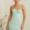Constance Embellished Corset Mini Dress in Sage Constance Embellished Corset Mini Dress in Sage