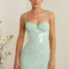 Constance Embellished Corset Mini Dress in Sage Constance Embellished Corset Mini Dress in Sage