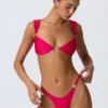 Volute Embellished Cheeky Bikini Bottoms in Raspberry Pink Volute Embellished Cheeky Bikini Bottoms in Raspberry Pink