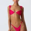 Volute Embellished Cheeky Bikini Bottoms in Raspberry Pink Volute Embellished Cheeky Bikini Bottoms in Raspberry Pink