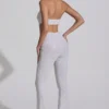 Coralena Embellished Cut-Out Jumpsuit in White Coralena Embellished Cut-Out Jumpsuit in White
