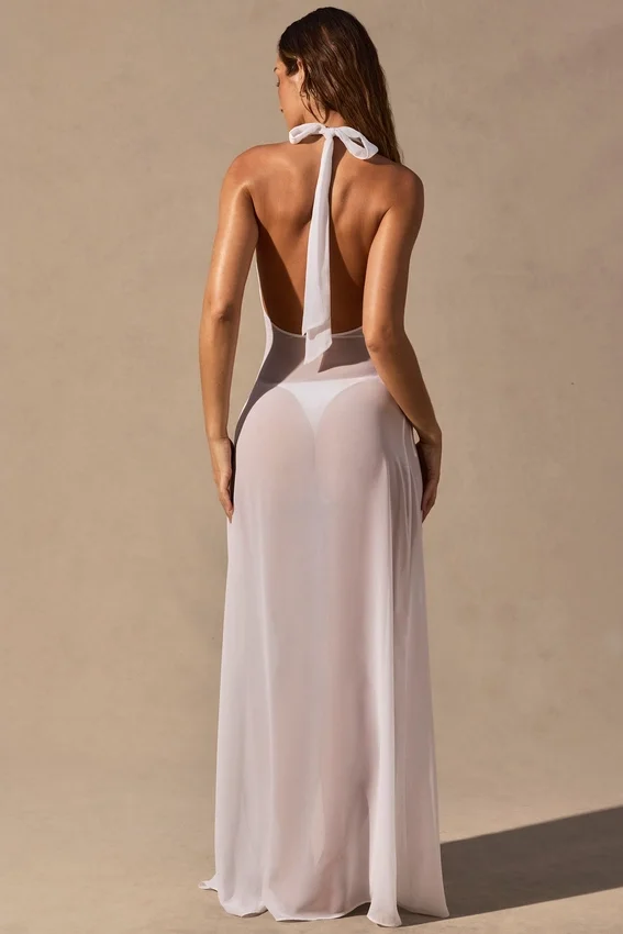Coralie Halterneck Maxi Dress in White Coralie Halterneck Maxi Dress in White