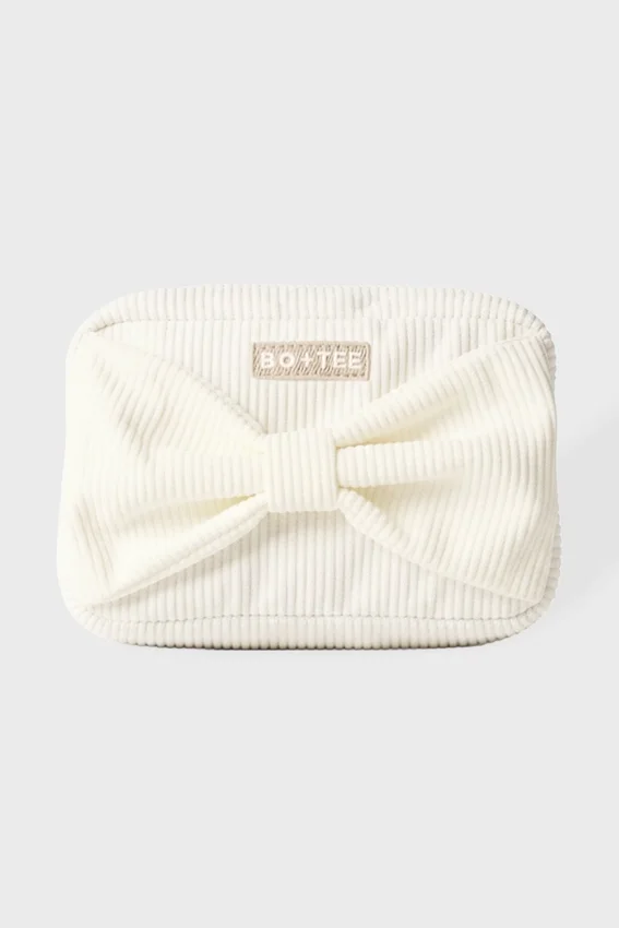 Corduroy Bow Makeup Bag in Ivory Corduroy Bow Makeup Bag in Ivory