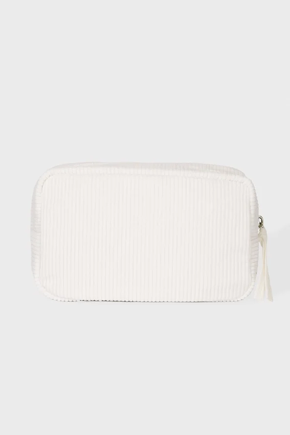 Corduroy Bow Makeup Bag in Ivory Corduroy Bow Makeup Bag in Ivory