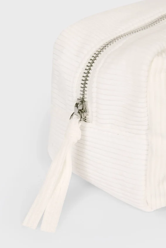 Corduroy Bow Makeup Bag in Ivory Corduroy Bow Makeup Bag in Ivory