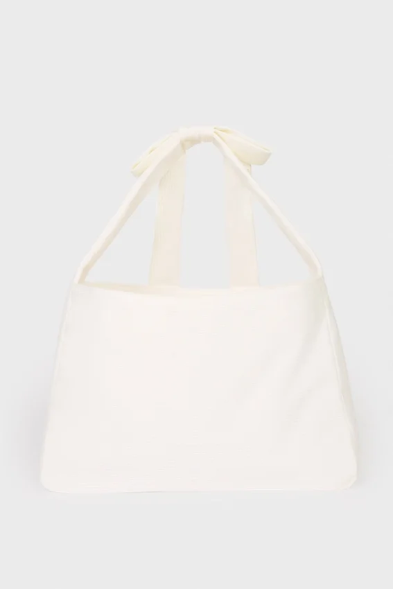 Corduroy Bow Tote Bag in Ivory Corduroy Bow Tote Bag in Ivory