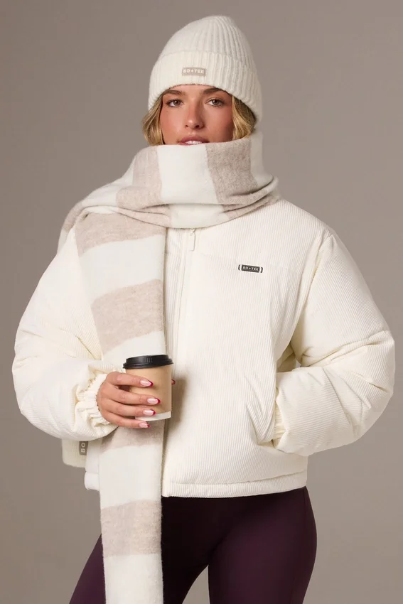 Corduroy Quilted Puffer Jacket in Ivory Corduroy Quilted Puffer Jacket in Ivory