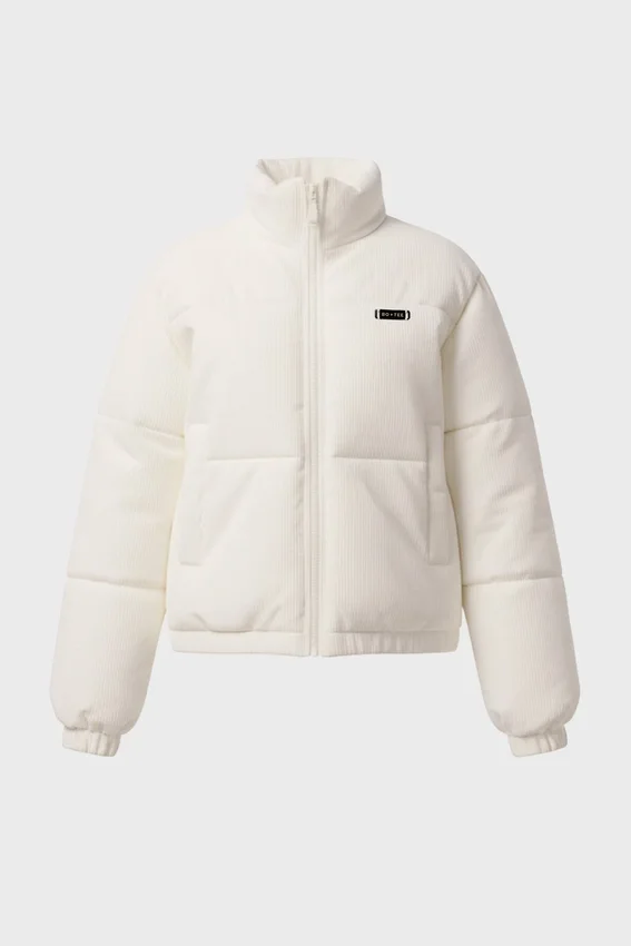 Corduroy Quilted Puffer Jacket in Ivory Corduroy Quilted Puffer Jacket in Ivory