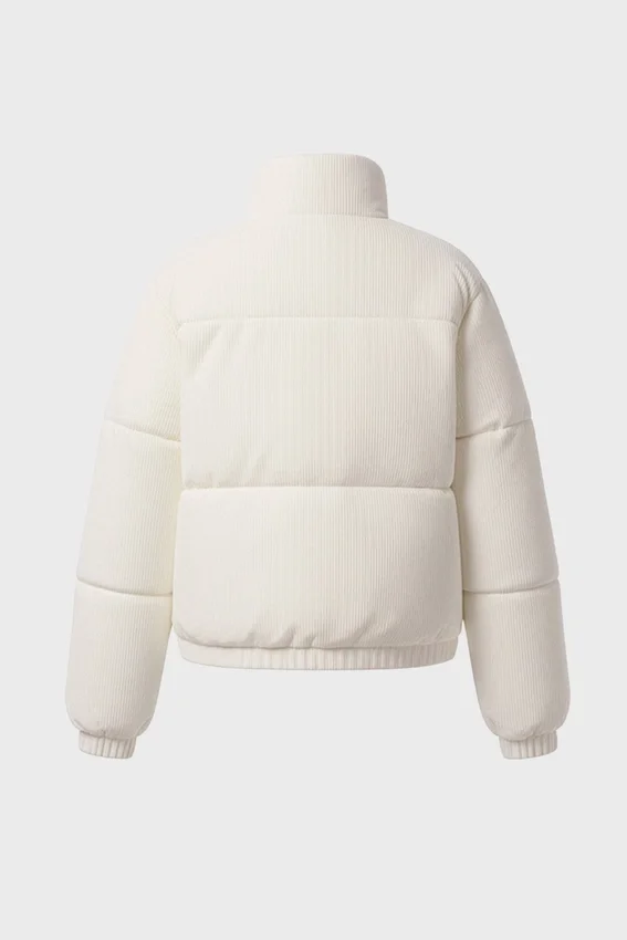 Corduroy Quilted Puffer Jacket in Ivory Corduroy Quilted Puffer Jacket in Ivory