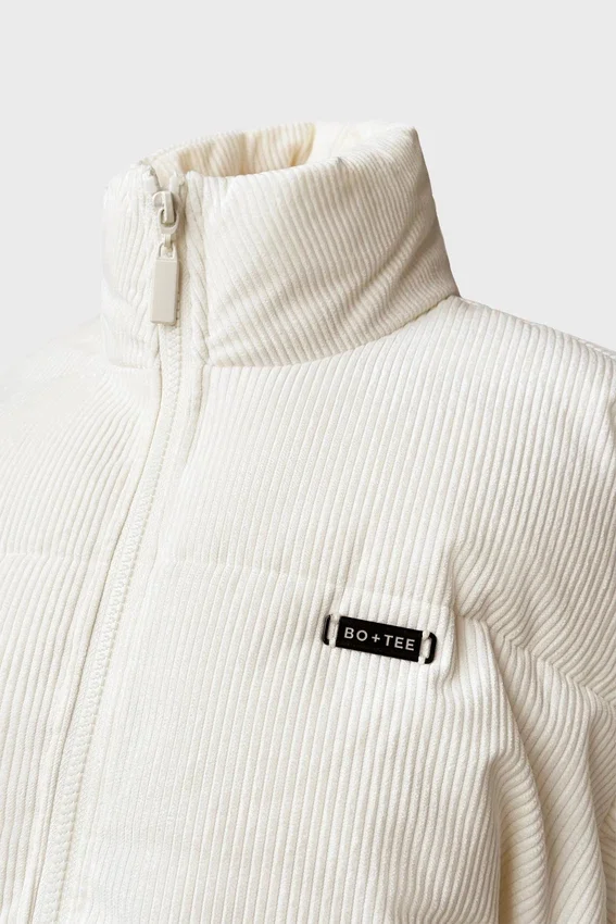 Corduroy Quilted Puffer Jacket in Ivory Corduroy Quilted Puffer Jacket in Ivory
