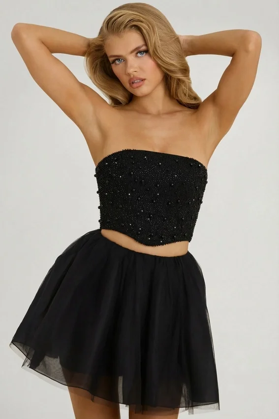 Cosima High Waist Tulle Mini Skirt in Black Cosima High Waist Tulle Mini Skirt in Black