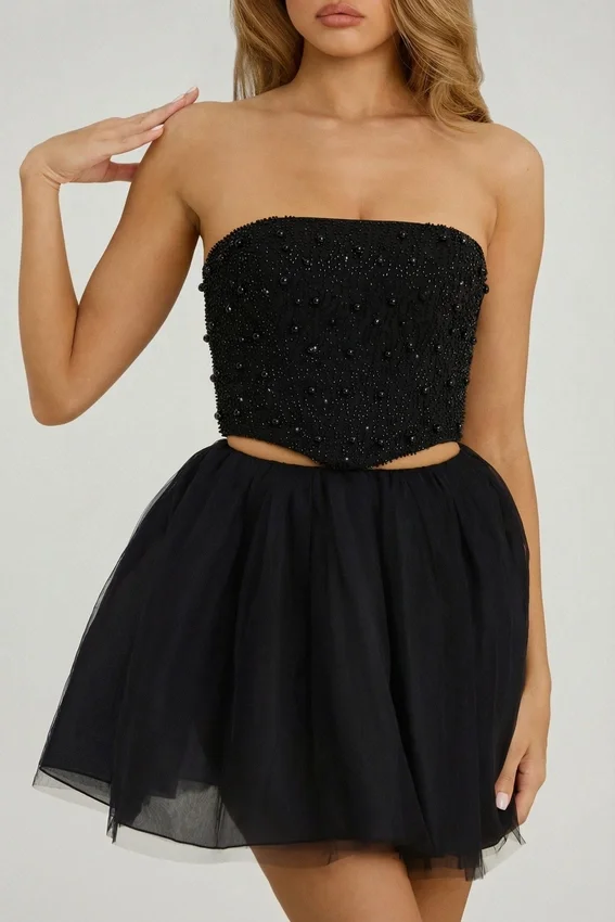 Cosima High Waist Tulle Mini Skirt in Black Cosima High Waist Tulle Mini Skirt in Black