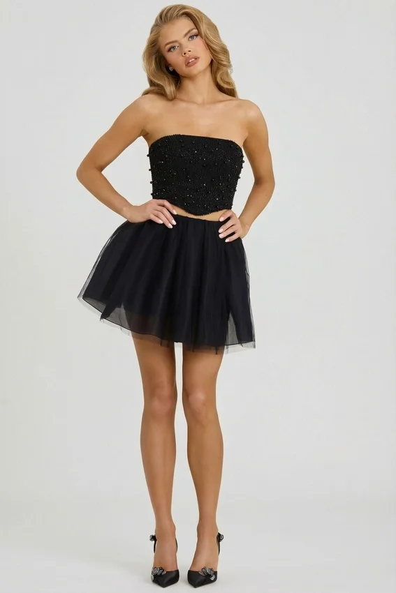 Cosima High Waist Tulle Mini Skirt in Black Cosima High Waist Tulle Mini Skirt in Black