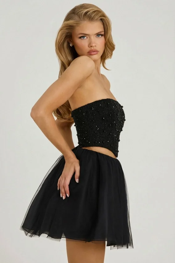 Cosima High Waist Tulle Mini Skirt in Black Cosima High Waist Tulle Mini Skirt in Black