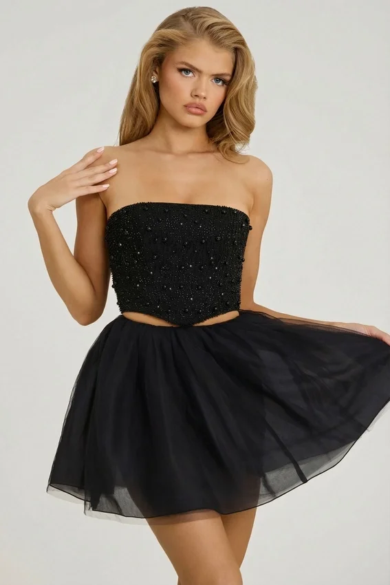 Cosima High Waist Tulle Mini Skirt in Black Cosima High Waist Tulle Mini Skirt in Black