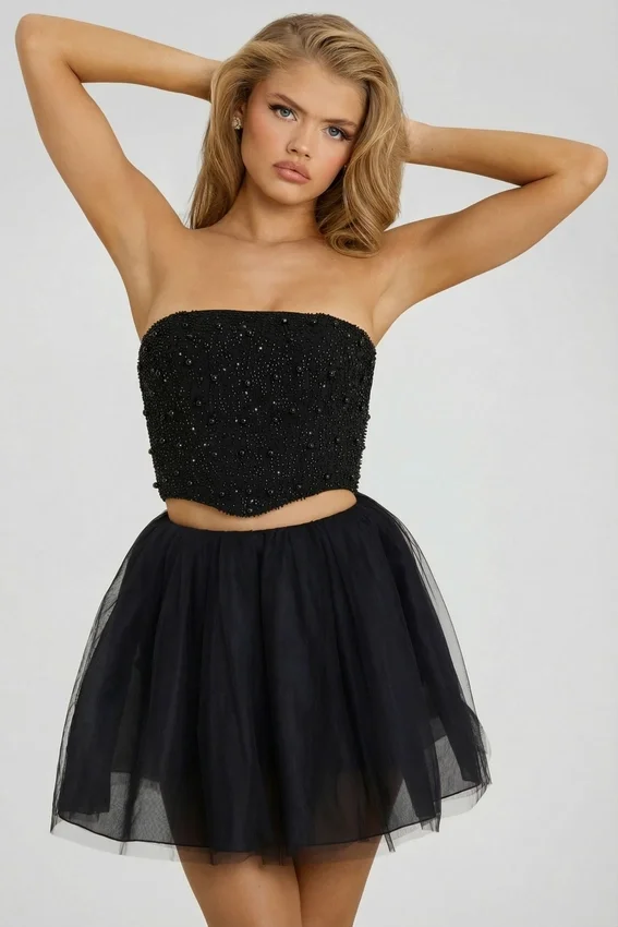 Cosima High Waist Tulle Mini Skirt in Black Cosima High Waist Tulle Mini Skirt in Black