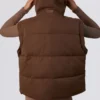 Cropped Puffer Jacket with Detachable Sleeves in Cocoa Brown Cropped Puffer Jacket with Detachable Sleeves in Cocoa Brown