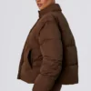 Cropped Puffer Jacket with Detachable Sleeves in Cocoa Brown Cropped Puffer Jacket with Detachable Sleeves in Cocoa Brown