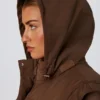 Cropped Puffer Jacket with Detachable Sleeves in Cocoa Brown Cropped Puffer Jacket with Detachable Sleeves in Cocoa Brown