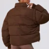 Cropped Puffer Jacket with Detachable Sleeves in Cocoa Brown Cropped Puffer Jacket with Detachable Sleeves in Cocoa Brown