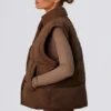 Cropped Puffer Jacket with Detachable Sleeves in Cocoa Brown Cropped Puffer Jacket with Detachable Sleeves in Cocoa Brown