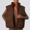 Cropped Puffer Jacket with Detachable Sleeves in Cocoa Brown Cropped Puffer Jacket with Detachable Sleeves in Cocoa Brown
