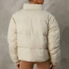 Cropped Puffer Jacket with Detachable Sleeves in Sand Cropped Puffer Jacket with Detachable Sleeves in Sand