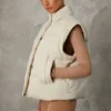 Cropped Puffer Jacket with Detachable Sleeves in Sand Cropped Puffer Jacket with Detachable Sleeves in Sand