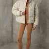 Cropped Puffer Jacket with Detachable Sleeves in Sand Cropped Puffer Jacket with Detachable Sleeves in Sand