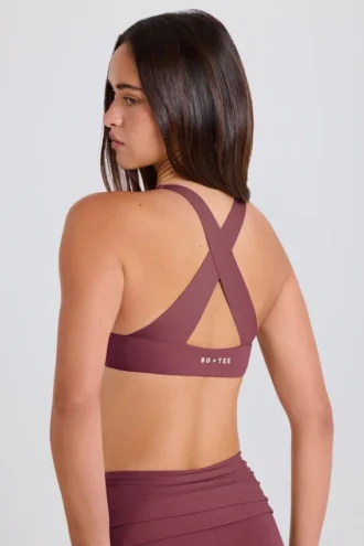 Crossback V-Neck Sports Bra in Acai Crossback V-Neck Sports Bra in Acai