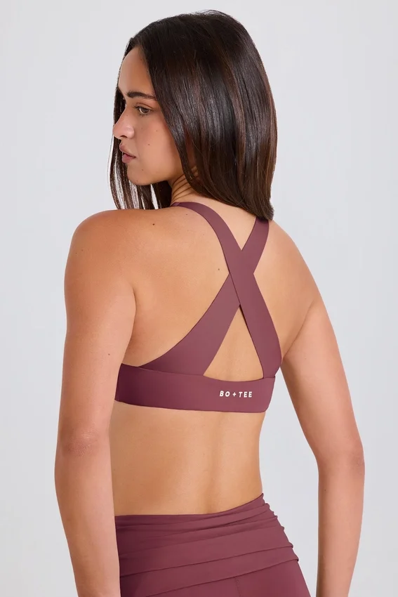 Crossback V-Neck Sports Bra in Acai Crossback V-Neck Sports Bra in Acai