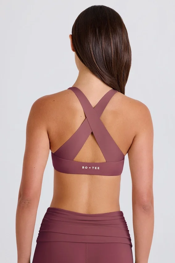 Crossback V-Neck Sports Bra in Acai Crossback V-Neck Sports Bra in Acai