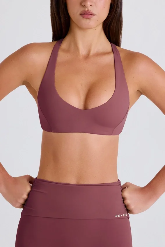 Crossback V-Neck Sports Bra in Acai Crossback V-Neck Sports Bra in Acai