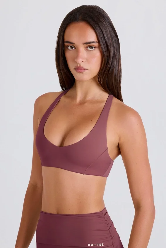 Crossback V-Neck Sports Bra in Acai Crossback V-Neck Sports Bra in Acai