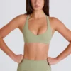 Crossback V-Neck Sports Bra in Matcha Crossback V-Neck Sports Bra in Matcha