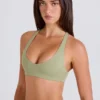 Crossback V-Neck Sports Bra in Matcha Crossback V-Neck Sports Bra in Matcha
