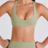 Crossback V-Neck Sports Bra in Matcha Crossback V-Neck Sports Bra in Matcha