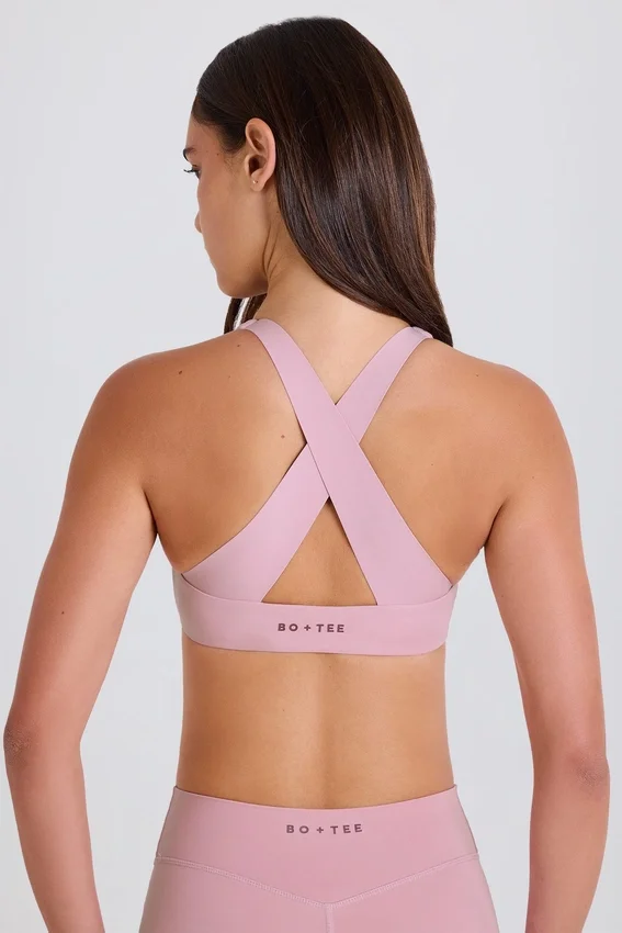 Crossback V-Neck Sports Bra in Mauve Crossback V-Neck Sports Bra in Mauve