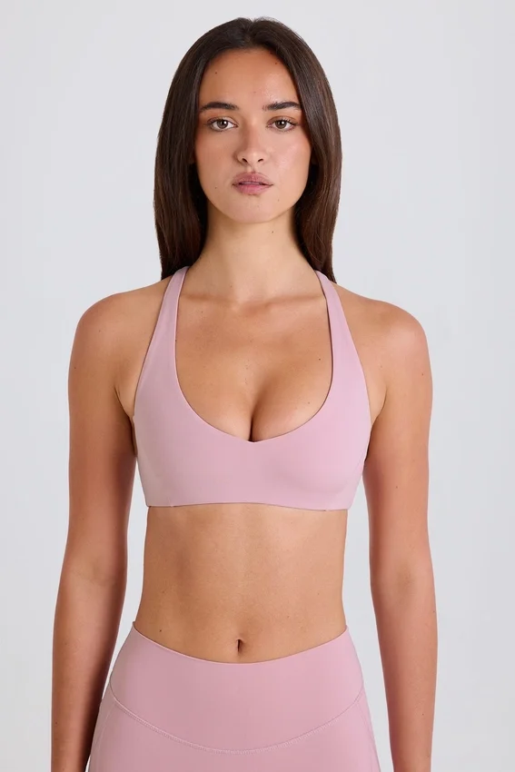Crossback V-Neck Sports Bra in Mauve Crossback V-Neck Sports Bra in Mauve