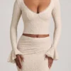 Dagny Ruffle Long-Sleeve Lace Top in Ivory Dagny Ruffle Long-Sleeve Lace Top in Ivory