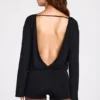 Dara Modal Long-Sleeve Backless Romper in Black Dara Modal Long-Sleeve Backless Romper in Black