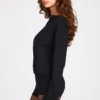 Dara Modal Long-Sleeve Backless Romper in Black Dara Modal Long-Sleeve Backless Romper in Black