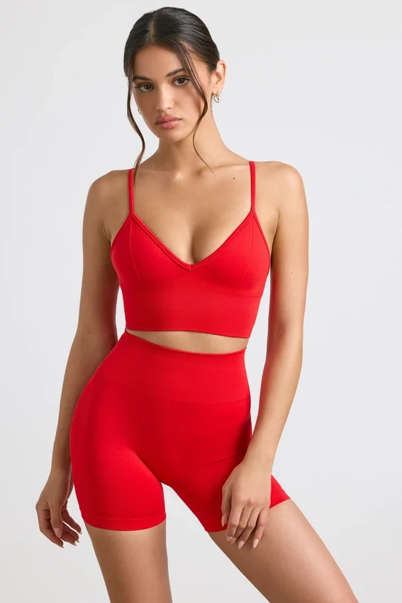 Define Luxe High-Waist Mini Shorts in Red Define Luxe High-Waist Mini Shorts in Red
