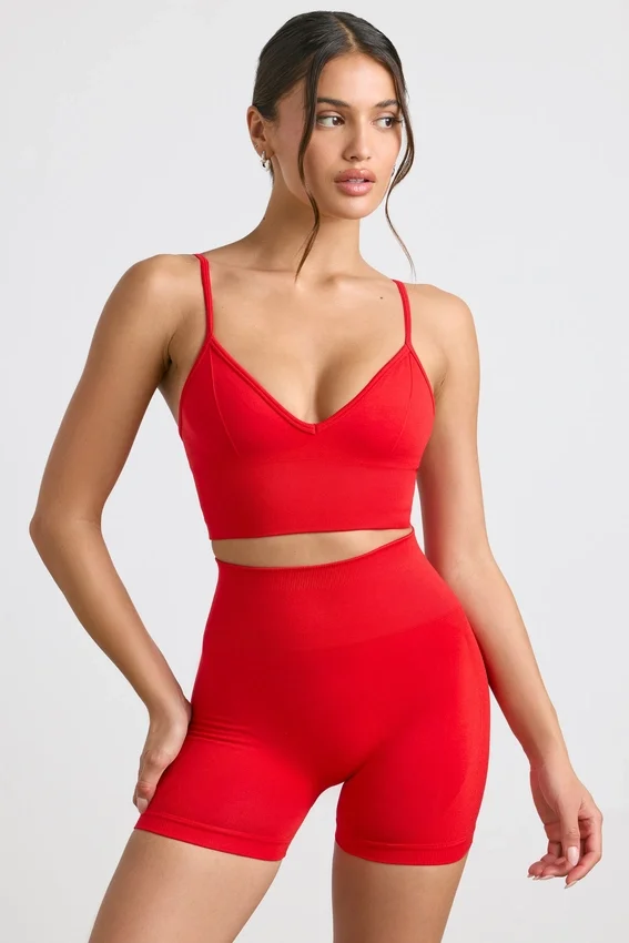 Define Luxe High-Waist Mini Shorts in Red Define Luxe High-Waist Mini Shorts in Red