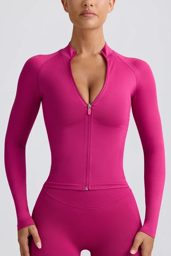 Define Luxe Zip-Up Jacket in Berry Define Luxe Zip-Up Jacket in Berry
