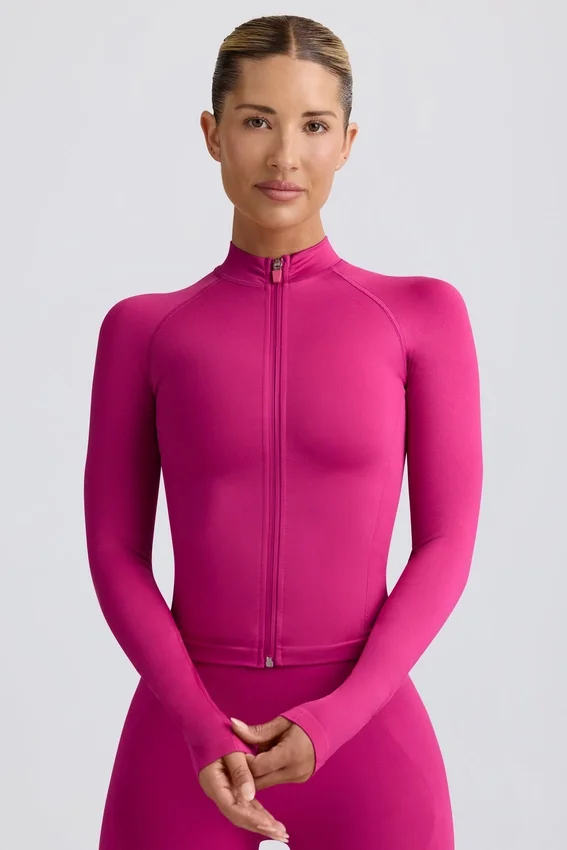 Define Luxe Zip-Up Jacket in Berry Define Luxe Zip-Up Jacket in Berry