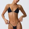 Delray Ruched Thong Bikini Bottoms in Black Delray Ruched Thong Bikini Bottoms in Black