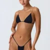 Delray Ruched Thong Bikini Bottoms in Black Delray Ruched Thong Bikini Bottoms in Black